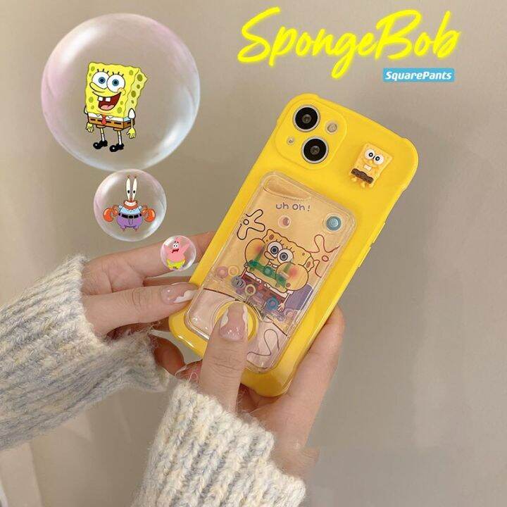 ใหม่-spongebob-กรณีการ์ตูนน่ารักเกม-ferrule-หิน-iphone14-13promax-apple-11-กรณี-12-xr-xs-13p