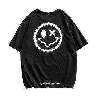 Summer mens short-sleeved T-shirt Korean version of the trendy smiley bottoming shirt all-match half-sleeved loose ins top