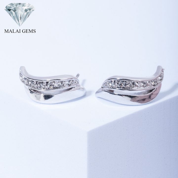 malai-gems-ต่างหูเพชร-เงินแท้-silver-925-เพชรสวิส-cz-เคลือบทองคำขาว-รุ่น11009340-แถมกล่อง-ต่างหูcz-ต่างหูเงินแท้