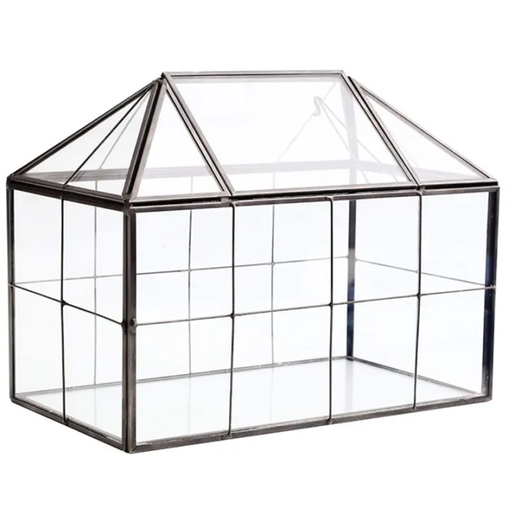 Glass Glass Terrarium Handmade House Shape Geometric Glass Container with  Swing Lid Indoor Planter for Succulents | Lazada Singapore