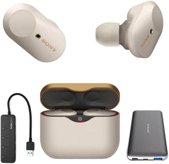 Premiumnbsp;Qualitynbsp;Sony WF-1000XM3 True Wireless Noise-Canceling  Earbud Headphones (Black, USA Warranty) with Ultra-Portable 5,000 mAh  Battery Pack and 4-Port USB 3.0 Hub (3 Items),Silver Lazada PH