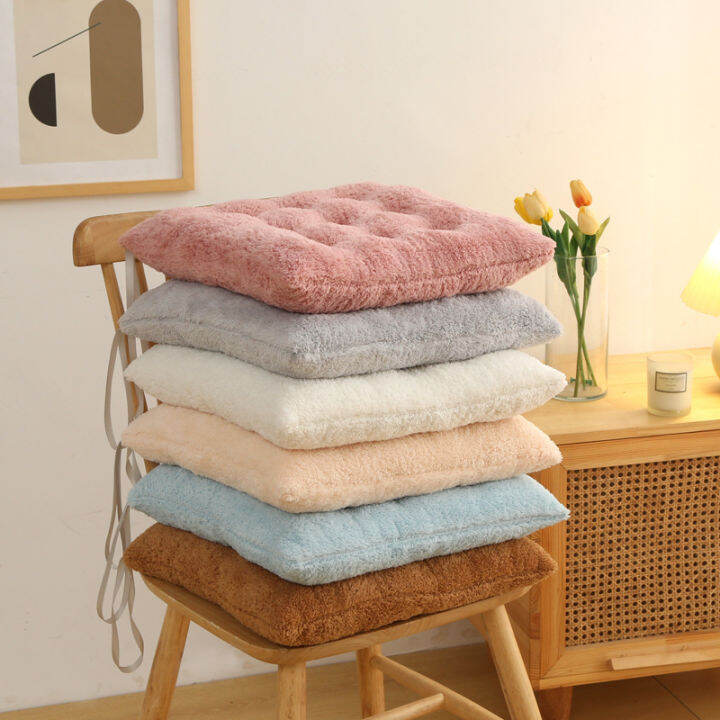 Solid Color Fluff Cushion Winter Thickening Home Dining Chair Cushion