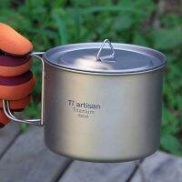 ✌ Triartisan Outdoor Camping Titanium Cup 900ml Ultralight Titanium Pot with cover and Folded handle Ta8316