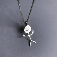 Hip Hop Fxck You Doodle Necklace For Man Woman Titanium Steel Middle Finger Stickman Pendant Party Gift 2023 New Trend Jewelry Fashion Chain Necklaces