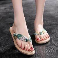 2023 New Summer Fashion Design Weave Women Beach Flip-Flops Non-Slip Flat Ladies Outdoor Soft Slippers Womens Simple Flip-Flop