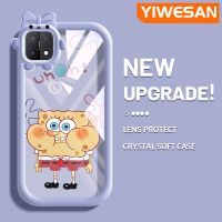 YIWESAN เคสสำหรับ OPPO A15 A35 A15s 4G เคสลายการ์ตูนน่ารัก SpongeBob แฟชั่นสีสันสดใสเคสโทรศัพท์กันกระแทกแบบใสนิ่มฝาครอบป้องกันเลนส์กล้องลายสัตว์ประหลาดน้อยสุดสร้างสรรค์เคสซิลิโคนใส