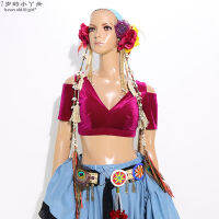 เต้นรำท้องกำมะหยี่ไขมันโอกาสเผ่า Choli เครื่องแต่งกายสั้นวางแขนเสื้อ CJJ11