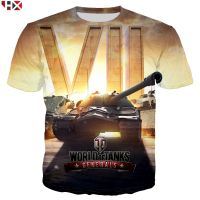 287303G เสื้อยืดแขนสั้นฮิปฮอปพิมพ์ลาย Game Of Tanks 3 D สําหรับผู้ชายเสื้อยืดลายทาง