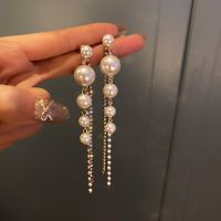 【hot】❇♦  Korean Fashion Tassel Rhinestone Drop Earrings for 2022 New Design Hangable Ear Earring Jewelry