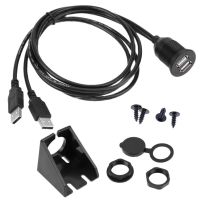 1M/2M USB 2.0 Flush Mount Cable Double/Single USB Port Extension Flush Dashboard Panel Mount Cable for Car Boat Motorcycle