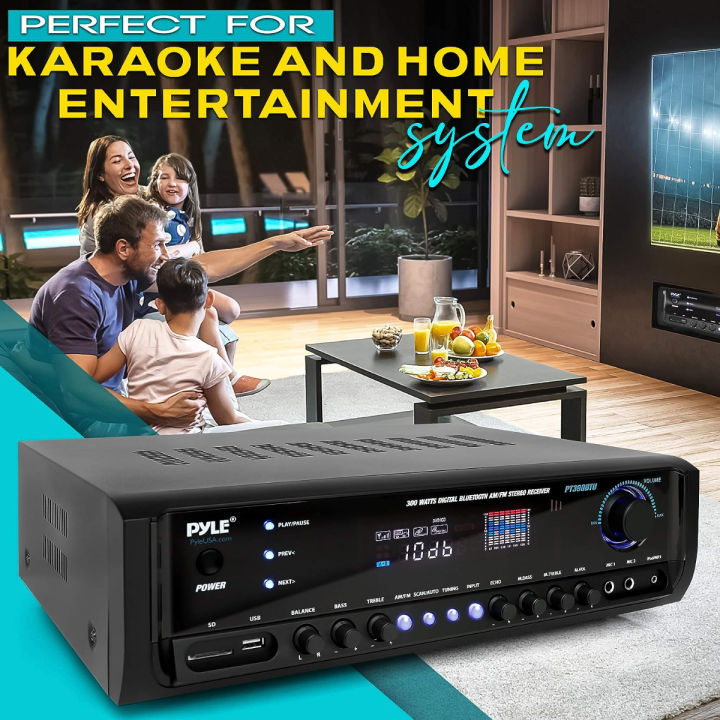 pyle-wireless-bluetooth-power-amplifier-system-300w-4-channel-home-theater-audio-stereo-sound-receiver-box-entertainment-w-usb-rca-3-5mm-aux-led-remote-for-speaker-pa-studio-pt390btu-black