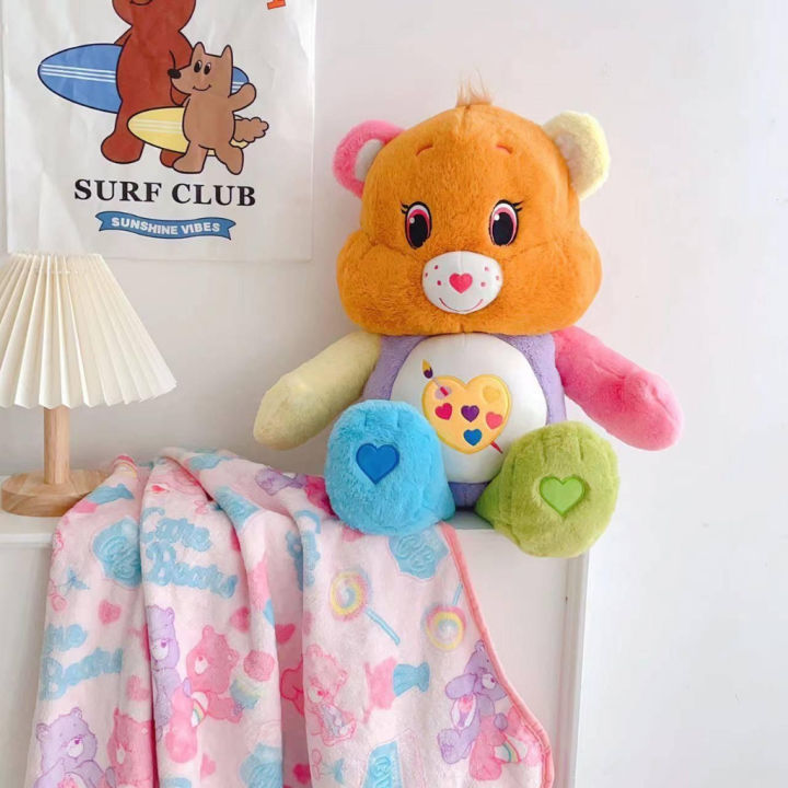 ตุ๊กตาหมีผ้าห่ม-care-bear-สีสดใส-ขนาดประมาณ-50-cm-ผ้าห่ม-ขนาด-100-150-cm