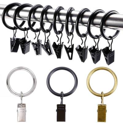 10Pcs Metal Curtain Ring Clips with Hook Vintage Window Treatment Curtain Rod Drapery Ring Voile Net Rings for Bedroom Parlor