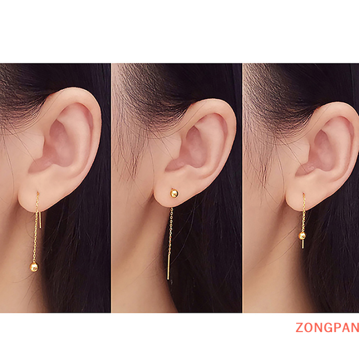 zongpan-ต่างหูลวดพู่เหล็กไทเทเนียมแบบเรียบง่าย1คู่สำหรับผู้หญิงงานเลี้ยงงานแต่งงานของขวัญเครื่องประดับใหม่ที่ดี