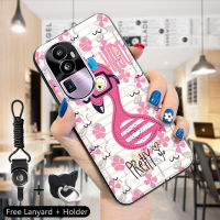 เคส PMP สำหรับ OPPO Reno10 Pro + 5G เคส Hp Oppo Reno10 Pro + 5G (แหวนใส่นิ้ว + สายคล้อง) นิ่มรูปการ์ตูนน่ารักเคสแฟชั่นนกฟลามิงโก้และม้ายูนิคอร์น Instagram เคสครอบโทรศัพท์ยางซิลิโคนกันกระแทก