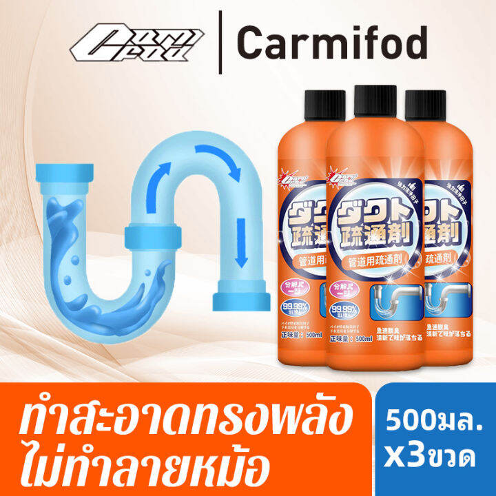 carmifod-ท่อตัน-ผงอุดตันท่อน้ำ-น้ำยาล้างท่อตัน-ผงระเบิดท่อตัน-น้ำยาระเบิดท่อ-500มล