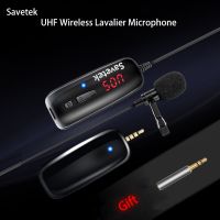 Savetek UHF Lavalier Lapel ไมโครโฟนไร้สายบันทึกเสียงไมโครโฟนบันทึกเสียง Vlog สําหรับ Tiktok Youtuber Live Phone Pad PC