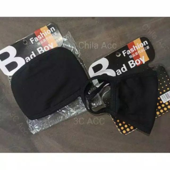 Masker Hitam Kain IMPORT Fashion Korea Idol K-POP KPOP Bad Boy Earloop ...