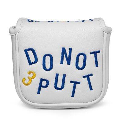 ✿▦ ห้าม 3PUTT Golf Mallet Putter Cover White Premium Leather Golf for Mallet Headcover with Magnetic Closure Elegant Embroidery