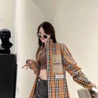 2023 summer new classic plaid shirt women burberryˉthe same style stream fashion casual super hot high-end shirt tops