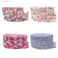 ✟ 10 Yard 5/8 15mm Rose Flower Daisy Print Fold Over Elastic FOE Spandex Satin Band Headband Hair Tie Tutu Dress DIY Sewing