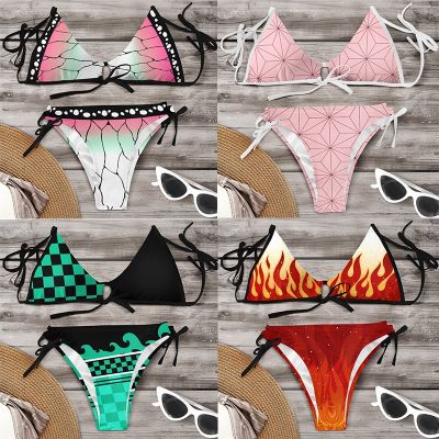 Anime Demon Slayer Sexy Bikini Swimsuit Cosplay Costume Kimetsu No Yaiba Swimsuit Set