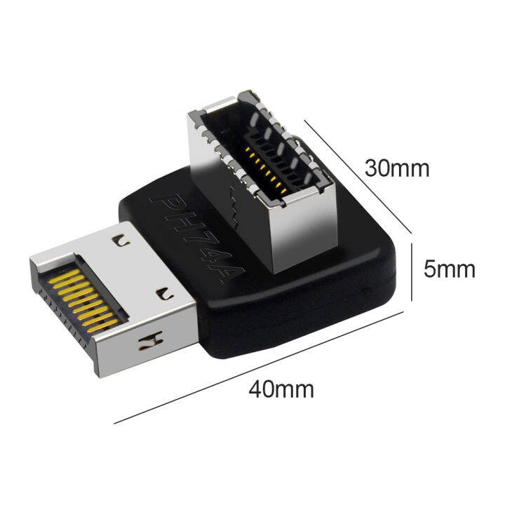 vktech-อะแดปเตอร์ส่วนหัว-usb-เมนบอร์ดคอมพิวเตอร์-type-c-usb3-1-type-e-90องศา-converter