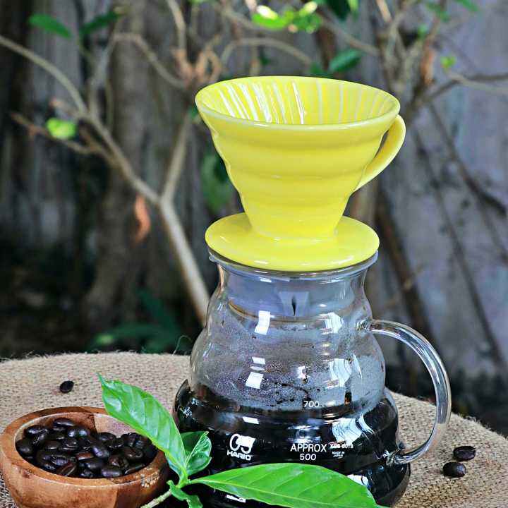 ถ้วยดริปเซรามิค-ถ้วยกรองกาแฟ-ทรงกรวย-1-รู-ceramic-coffee-dripper-สีเหลือง