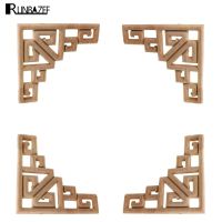 RUNBAZEF Decal Corner Frame Doors Furniture Woodcarving Decorative Wooden Figurines Wood Carved Applique Vintage Home Decor