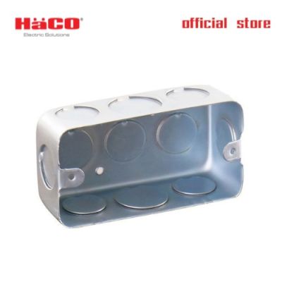 HACO กล่องฝัง แฮนดี้บอกซ์ พร้อมรูสำหรับต่อสายดิน Galvanized Steel Handy Box With Terminal รุ่น TJ-W111