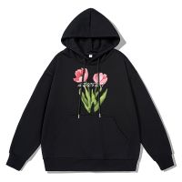 Pink Flowers Fresh And Original Design Hoodie Men Cotton Clothing Autumn Winter Thick Warm Hoody Personality Street Coats Size XS-4XL