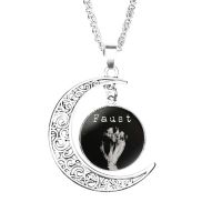 Faust Krautrock Fist Moon Necklace Crescent Lovers Stainless Steel Women Charm Gifts Girls Pendant Boy Fashion Jewelry Glass