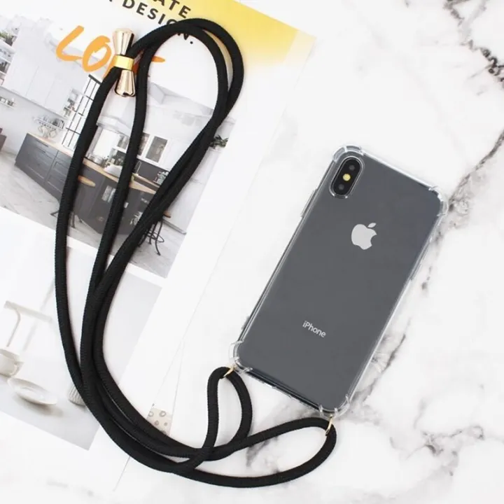 【CW】 Luxury Crossbody Necklace Lanyards Cord Transparent Phone Case For
