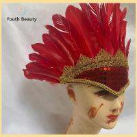 YOUTH BEAUTY เสื้อผ้าประสิทธิภาพสูง ชุดคลุมศีรษะสี วันเด็กๆ ผ้าโพกศีรษะขนนก ชุดคลุมศีรษะ ปาร์ตี้ชุดแฟนซี หูฟังสวมศีรษะ