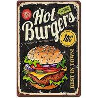 Eudora Mill Hot Burgers Sign ที่ดีที่สุดในเมือง Burgers Vintage Metal Tin Sign บาร์ร้านอาหารฟาสต์ฟู้ดคาเฟ่บ้านผนังศิลปะตกแต่งป้าย 20 * 30 ซม