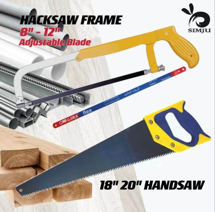 18" 20" Handsaw & 8"12" Adjustable Blade Hacksaw Frame Heavy Duty Hand
