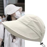 Foldable Wide Brim Sun Hat Drawstring Adjustable Caps For Men Women Beach Hats Summer Quick-Drying Visors Fisherman Cap