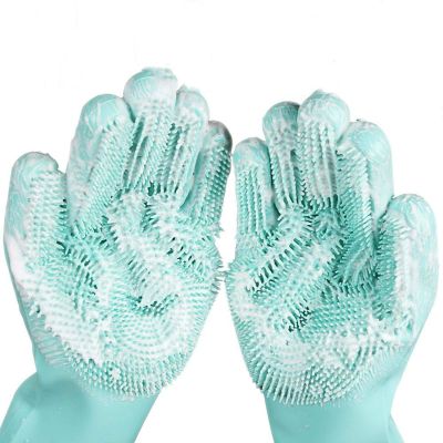 2pcs Silicone Cleaning Gloves Multifunction Magic Silicone Dish Washing Gloves For Kitchen Household Silicone Washing Safety Gloves