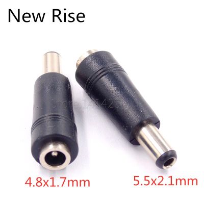 1PC DC Power Adapter Connector Plug DC Conversion Head Jack Female 4.8x1.7mm Turn Plug Male 5.5x2.1mm Black 4.8*1.7mm to 5.5*2.5  Wires Leads Adapters