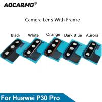 Aocarmo Rear Back Camera Lens Glass With Frame Cover Sticker For Huawei P30 Pro Replacement Part Smartphone Lenses