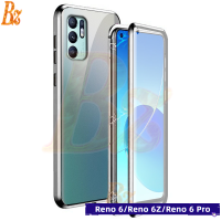 สำหรับ OPPO Reno 6 4G/Reno 6 5G/Reno 6Z แม่เหล็กกรณี 360 + สองด้าน 9H กระจกนิรภัยสำหรับ OPPO Reno 6 4G/Reno 6 5G/Reno 6Z 2021 กันชนโลหะกรณี