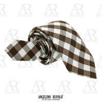 ANGELINO RUFOLO Necktie(NTS-กฟ.013) เนคไทผ้าไหมผสมคอตตอนคุณภาพเยี่ยม ดีไซน์ Checkered สีเขียว/สีแดง/สีน้ำเงิน/สีน้ำตาล/สีม่วง