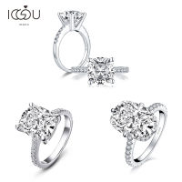 IOGOU Genuine Trendy 925 Sterling Silver Cushion CZ Sona Engagement Ring Simulated Diamond Wedding Silver Ring Silver Jewelry