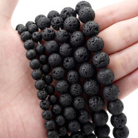 Natural Stone Beads Black Lava Round Loose Spacer Bead for Jewelry Making DIY Charm Bracelet Accessories 4681012mm 15