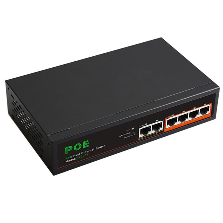 6-port-100mbps-poe-switch-network-switch-network-splitter-metal-black-with-vlan-function-for-surveillance-cameras