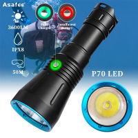 Asafee 3600lm DA16S  Diving Flashlight XHP70 LED High Power Led Flashlights  Underwater Torch Dive Light Outdoor Lighting Lanterns