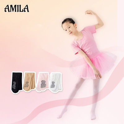 AMILA ถุงน่องของเด็ก,ถุงน่องบางป้องกันการลื่นของเด็กผู้หญิงถุงเท้าเต้นรำกรงเล็บแมว