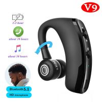 V9 Wireless Earphones Bluetooth V5.0 Business Long Standby Voice Control Ear Hook Music Sports Headset with Mic Driver Movement