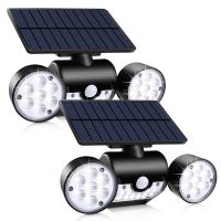 Outdoor Solar Lights, 30 LED Solar Security Lights with Motion Sensor Dual Head Spotlights for Front Door Garage Patio Deck, 2 Pack