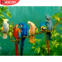 HUACAN Picture By Numbers Parrot Animal DIY Frame On Canvas HandPainted Wall Art Painting Bird For Living Room